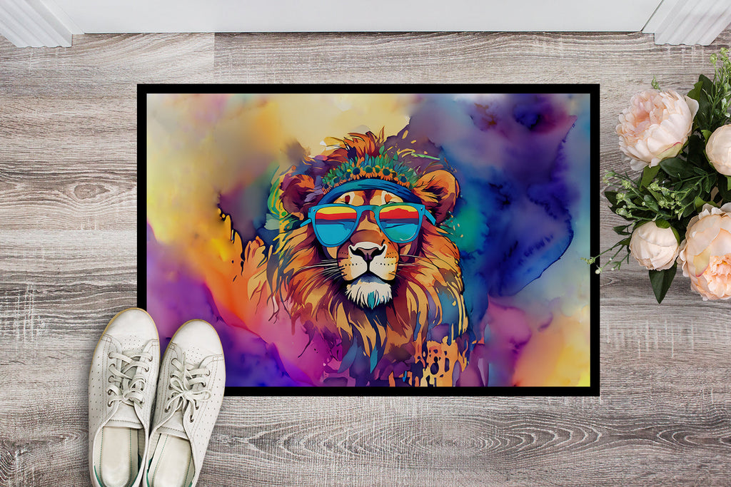 Hippie Animal Lion Doormat Indoor Outdoor 18H X 27W Front Door Mat Rugs for Entryway, Non Slip Washable