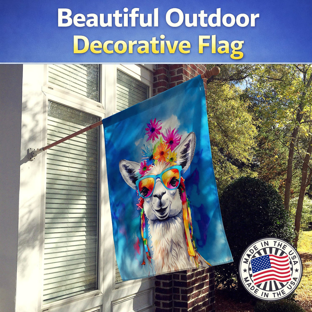 Hippie Animal Llama House Flag 28x40 Porch Sleeve Pole Decorative Outside Yard Banner Artwork Wall Hanging, Polyester