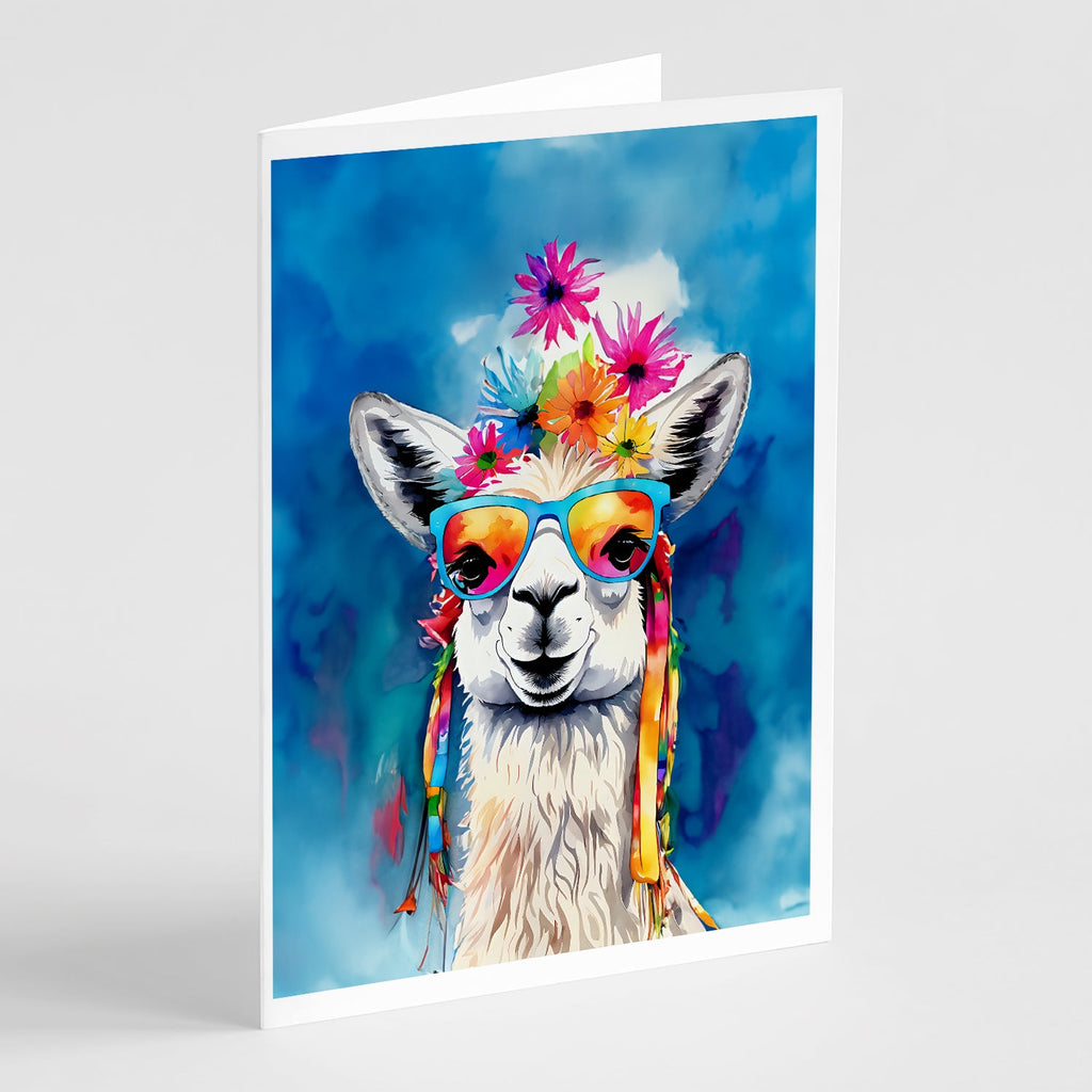 Hippie Animal Llama Greeting Cards Pack of 8 Blank Cards with Envelopes Whimsical A7 Size 5x7