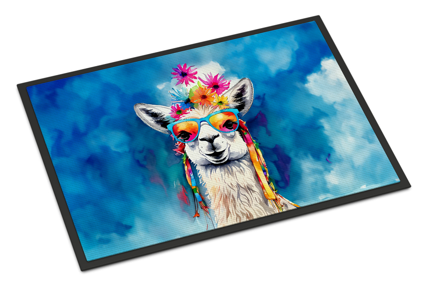 Hippie Animal Llama Doormat Indoor Outdoor 24H X 36W Front Door Mat Rugs for Entryway, Non Slip Washable Low Pile,