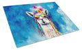 Hippie Animal Llama Cutting Board Tempered Glass Kitchen Cutting Surface, Heat Resistant Chopping, Non-Slip Feet, Food Prep & Serving