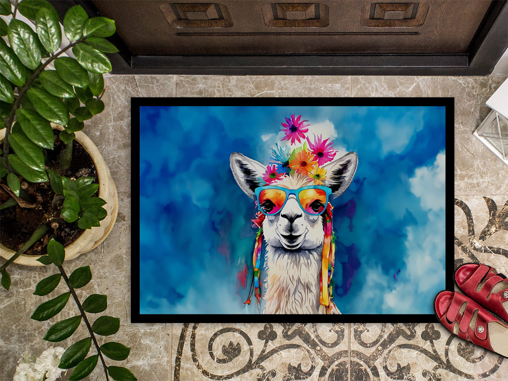 Hippie Animal Llama Doormat Indoor Outdoor 18H X 27W Front Door Mat Rugs for Entryway, Non Slip Washable