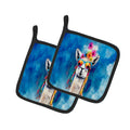 Hippie Animal Llama Pot Holder Set of 2 Heat Resistant Quilted Hot Pads 7.5 x 7.5 Inch, Insulated Kitchen Trivets for Cooking & Baking