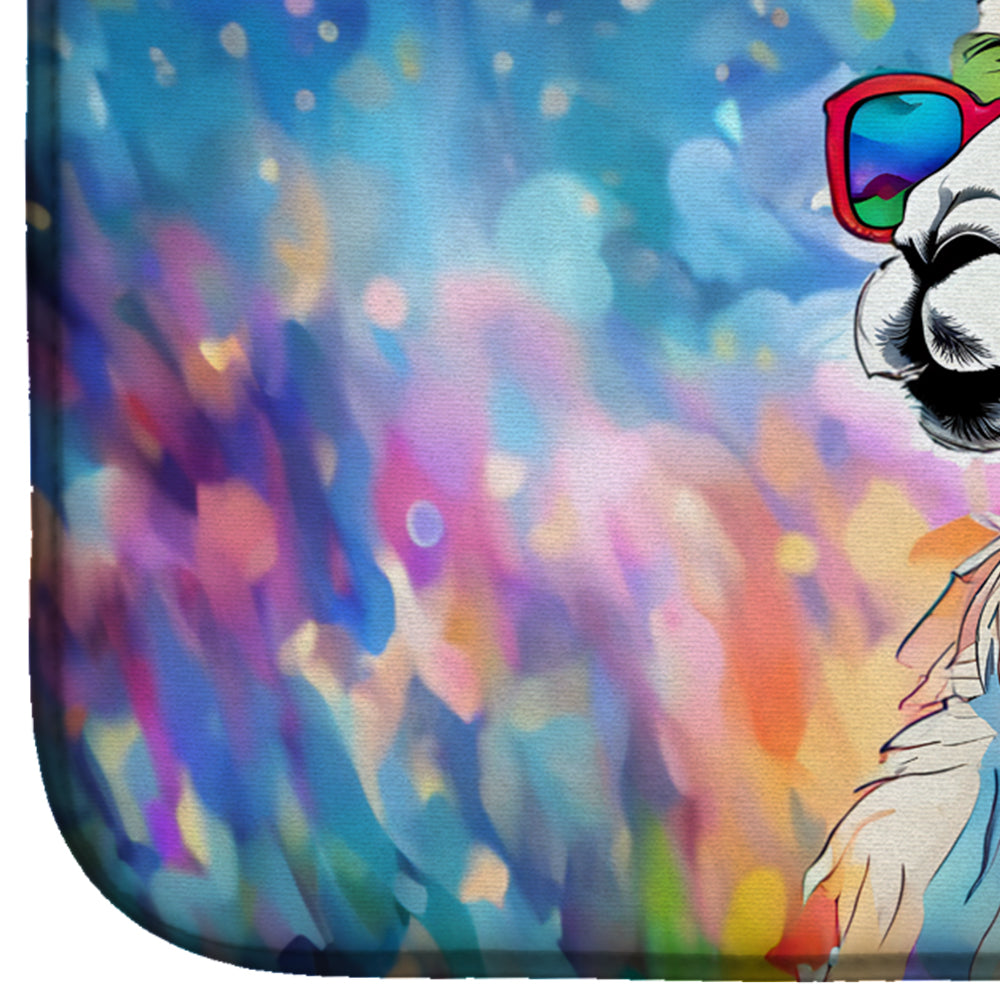Hippie Animal Llama Dish Drying Mat Absorbent Dish Drying Mat Pad for Kitchen Counter Dish Drainer Mat for Countertop, 14 x 21", Multicolor