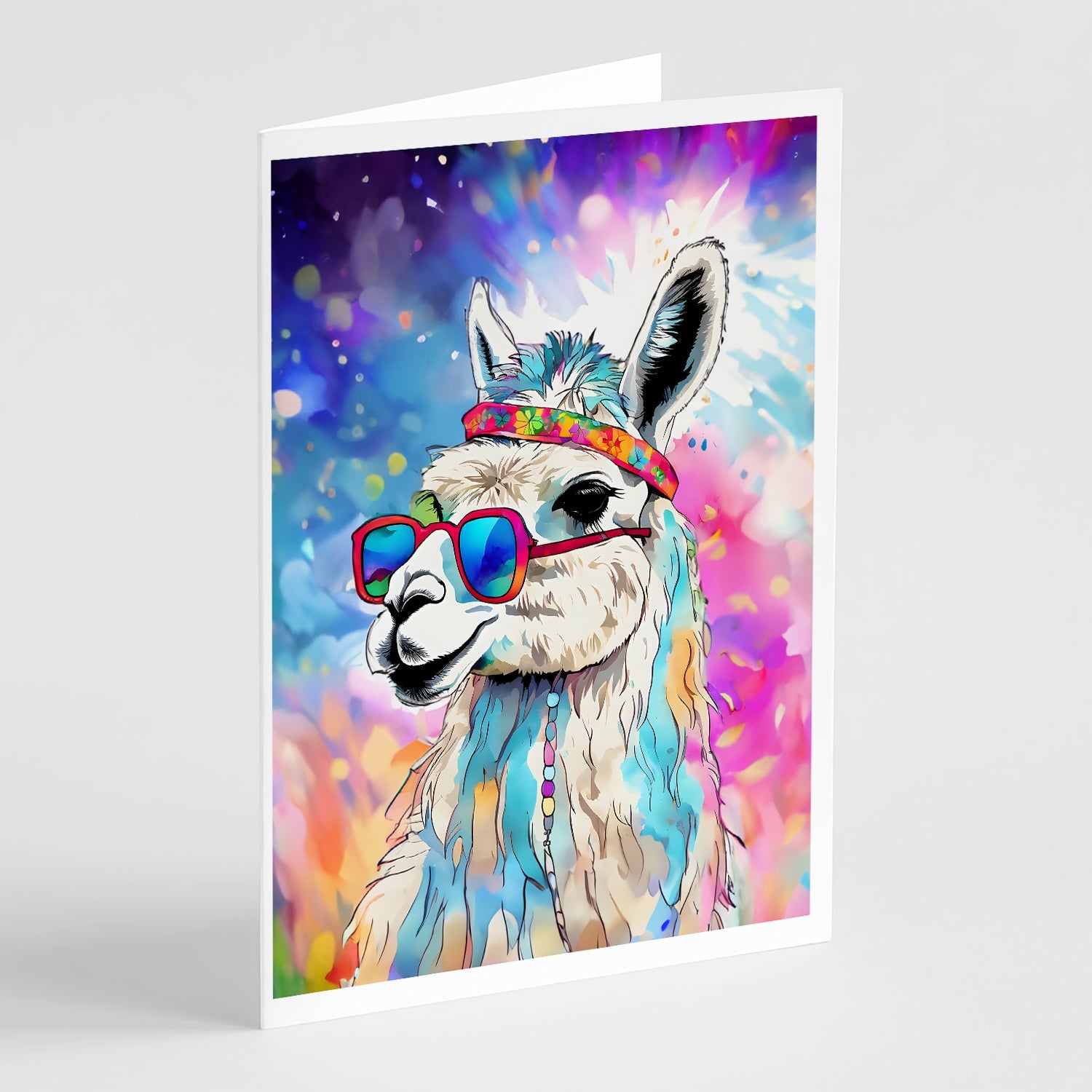 Hippie Animal Llama Greeting Cards Pack of 8 Blank Cards with Envelopes Whimsical A7 Size 5x7