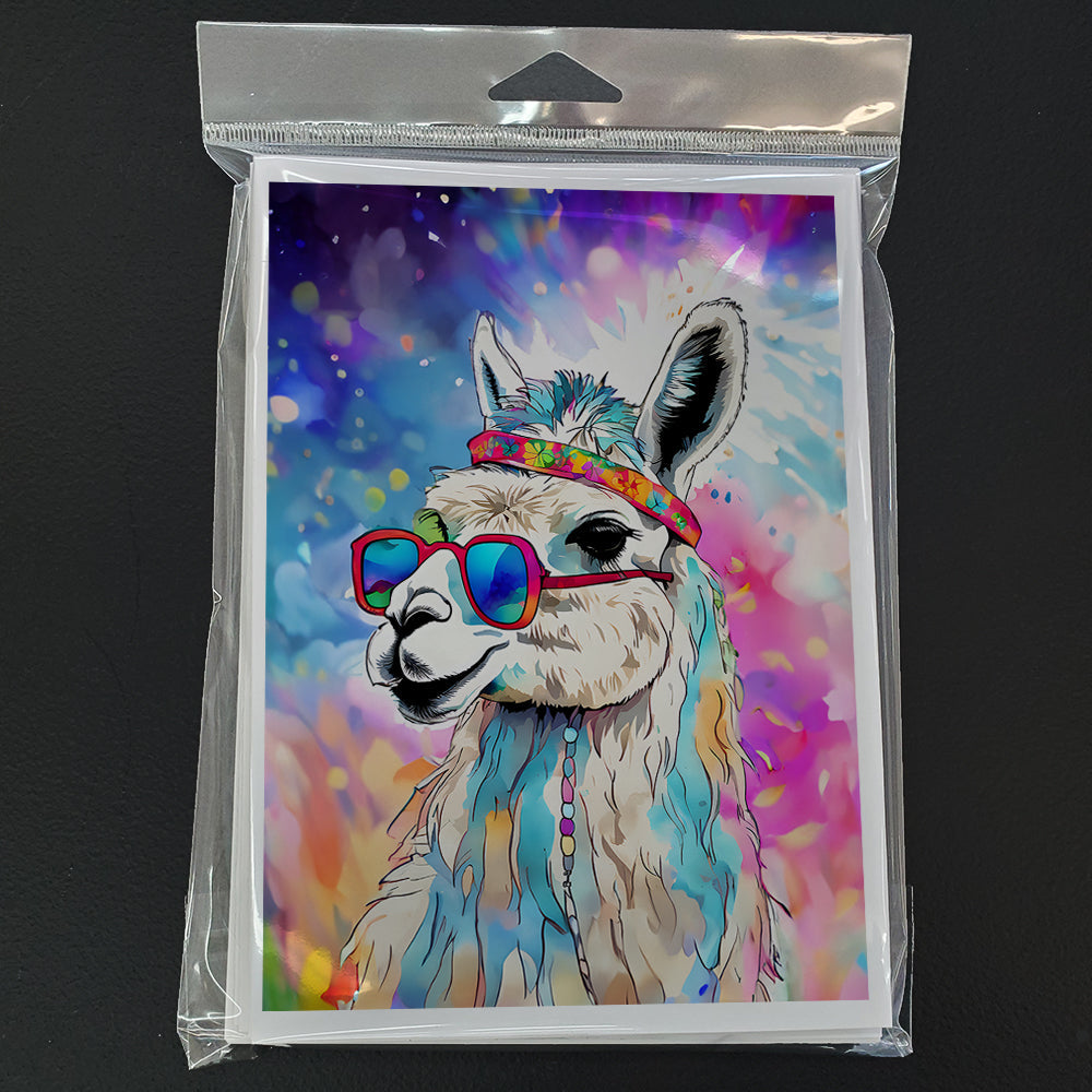 Hippie Animal Llama Greeting Cards Pack of 8 Blank Cards with Envelopes Whimsical A7 Size 5x7