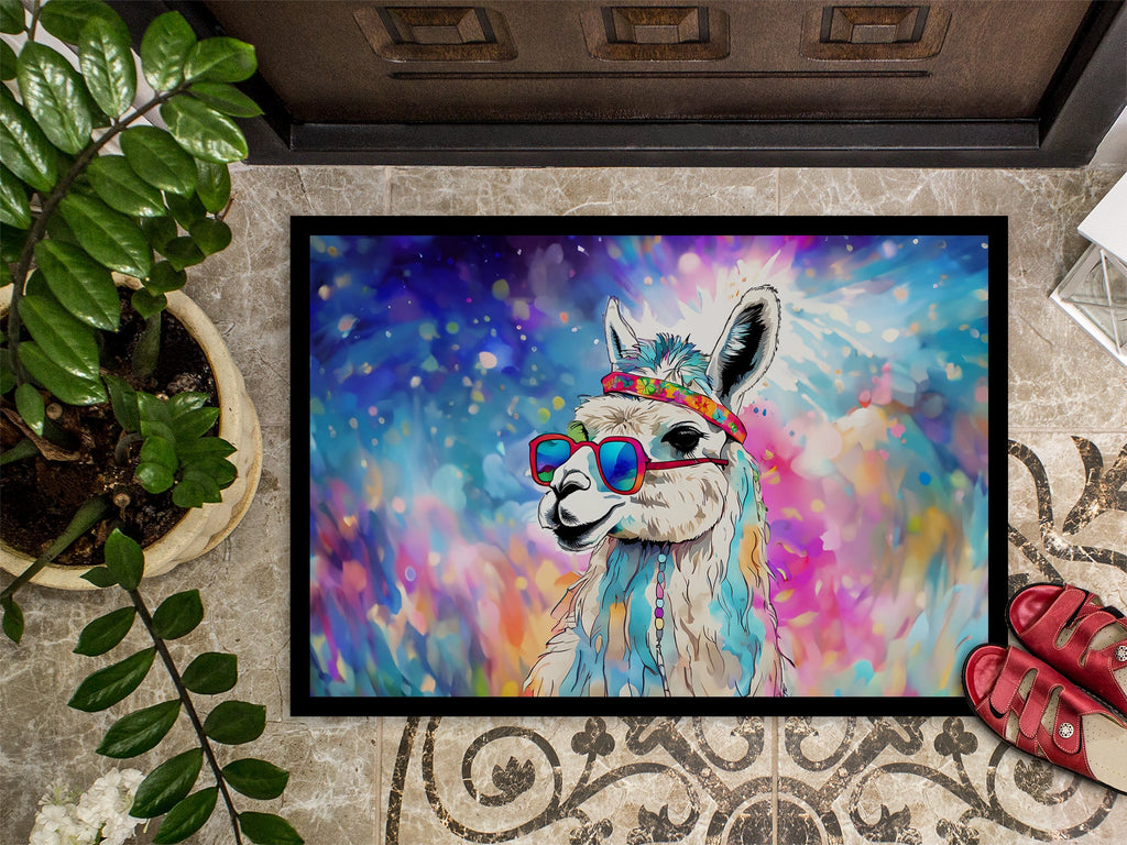 Hippie Animal Llama Doormat Indoor Outdoor 18H X 27W Front Door Mat Rugs for Entryway, Non Slip Washable