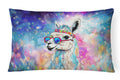 Hippie Animal Llama Decorative Throw Pillow 12x16 Indoor Outdoor Accent Cushion, Fabric Cover with Insert for Sofa, Bed, Porch & Living Room