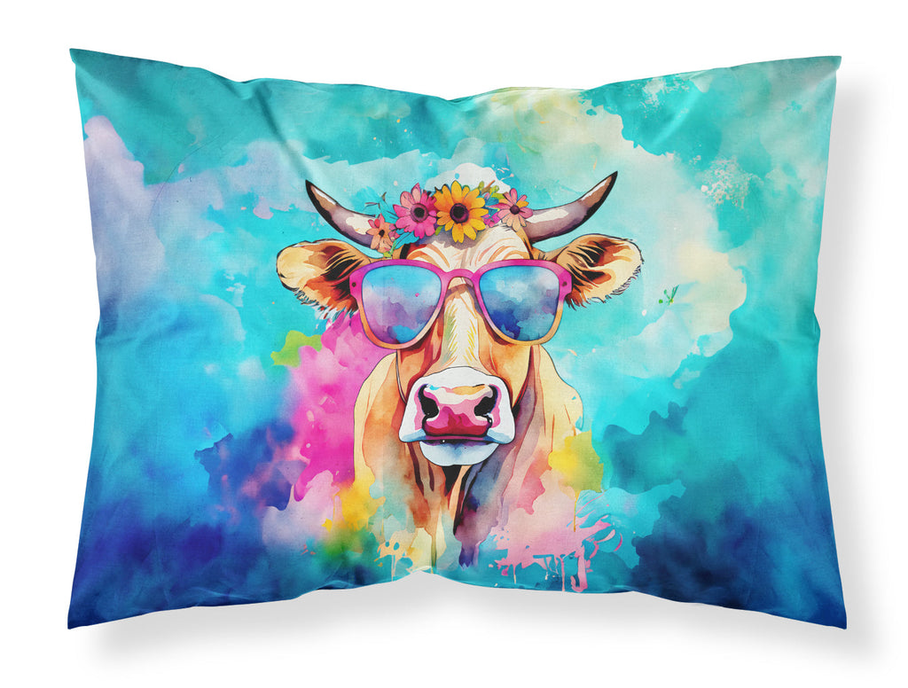 Hippie Animal Malvi Cow Standard Pillowcase Lightweight Super Soft Easy Care Decorative Artwork Pillowcase, Standard