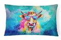 Hippie Animal Malvi Cow Decorative Throw Pillow 12x16 Indoor Outdoor Accent Cushion, Fabric Cover with Insert for Sofa, Bed, Porch & Living Room