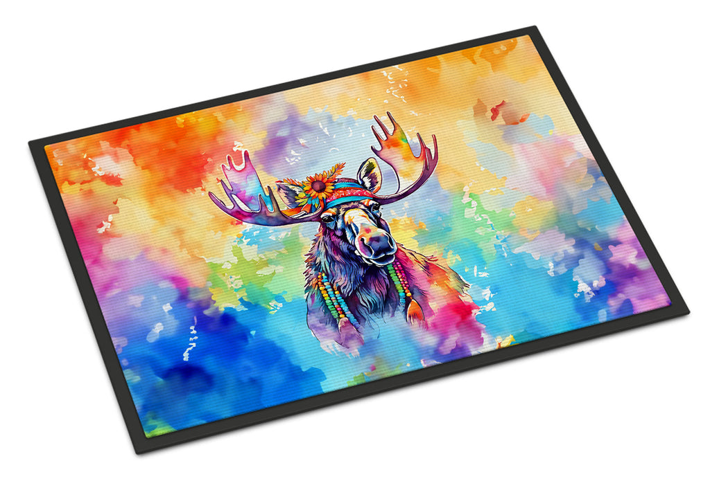 Hippie Animal Moose Doormat Indoor Outdoor 24H X 36W Front Door Mat Rugs for Entryway, Non Slip Washable Low Pile,