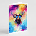 Hippie Animal Moose Greeting Cards Pack of 8 Blank Cards with Envelopes Whimsical A7 Size 5x7