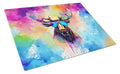 Hippie Animal Moose Cutting Board Tempered Glass Kitchen Cutting Surface, Heat Resistant Chopping, Non-Slip Feet, Food Prep & Serving