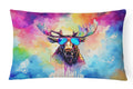 Hippie Animal Moose Decorative Throw Pillow 12x16 Indoor Outdoor Accent Cushion, Fabric Cover with Insert for Sofa, Bed, Porch & Living Room