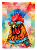 Hippie Animal Red Rooster House Flag 28x40 Porch Sleeve Pole Decorative Outside Yard Banner Artwork Wall Hanging, Polyester