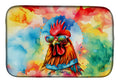 Hippie Animal Red Rooster Dish Drying Mat Absorbent Dish Drying Mat Pad for Kitchen Counter Dish Drainer Mat for Countertop, 14 x 21", Multicolor