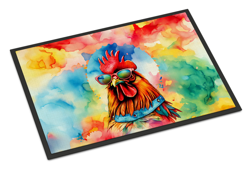 Hippie Animal Red Rooster Doormat Indoor Outdoor 18H X 27W Front Door Mat Rugs for Entryway, Non Slip Washable