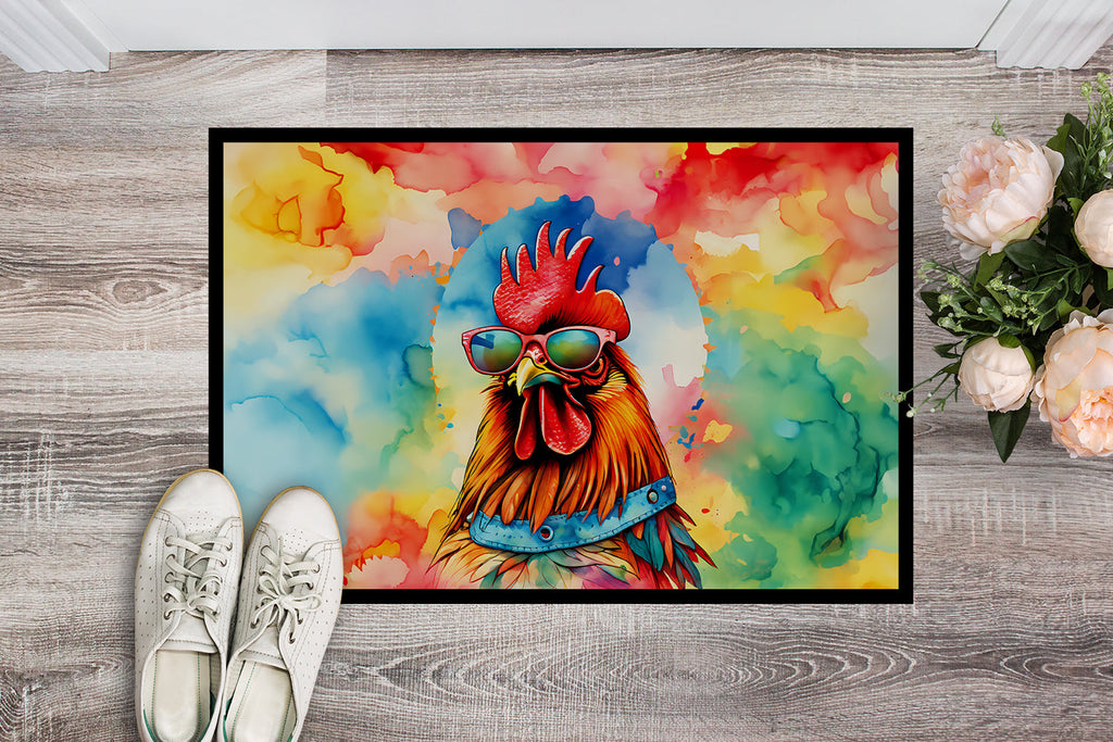 Hippie Animal Red Rooster Doormat Indoor Outdoor 18H X 27W Front Door Mat Rugs for Entryway, Non Slip Washable
