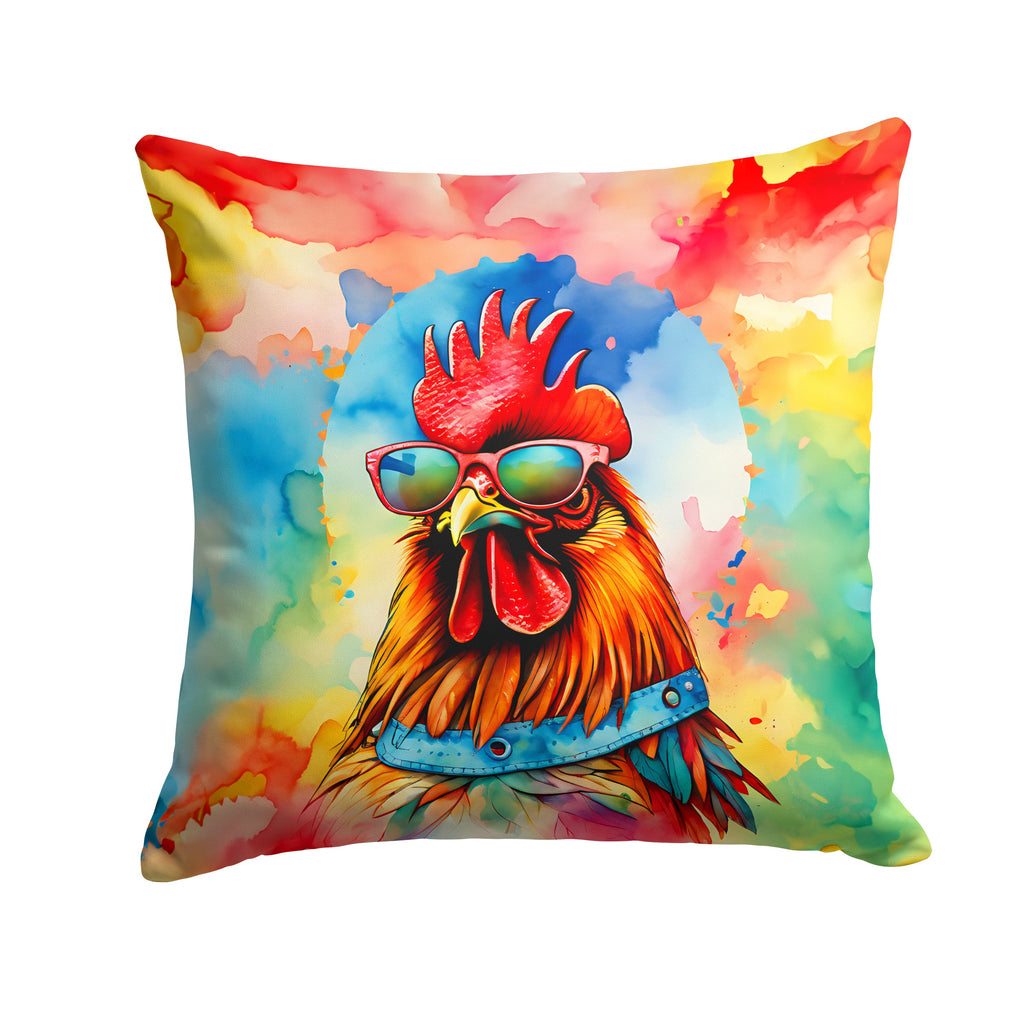 Hippie Animal Red Rooster Decorative Throw Pillow 18x18 Indoor Outdoor Accent Cushion, Fabric Cover with Insert for Sofa, Bed, Porch & Living Room