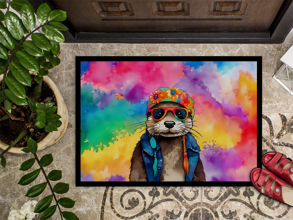 Hippie Animal Otter Doormat Indoor Outdoor 24H X 36W Front Door Mat Rugs for Entryway, Non Slip Washable Low Pile,