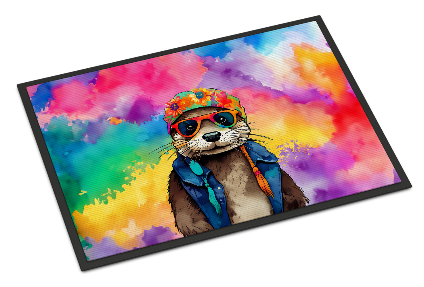 Hippie Animal Otter Doormat Indoor Outdoor 18H X 27W Front Door Mat Rugs for Entryway, Non Slip Washable