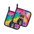 Hippie Animal Otter Pot Holder Set of 2 Heat Resistant Quilted Hot Pads 7.5 x 7.5 Inch, Insulated Kitchen Trivets for Cooking & Baking