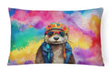 Hippie Animal Otter Decorative Throw Pillow 12x16 Indoor Outdoor Accent Cushion, Fabric Cover with Insert for Sofa, Bed, Porch & Living Room