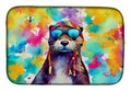 Hippie Animal Otter Dish Drying Mat Absorbent Dish Drying Mat Pad for Kitchen Counter Dish Drainer Mat for Countertop, 14 x 21", Multicolor