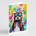 Hippie Animal Otter Greeting Cards Pack of 8 Blank Cards with Envelopes Whimsical A7 Size 5x7