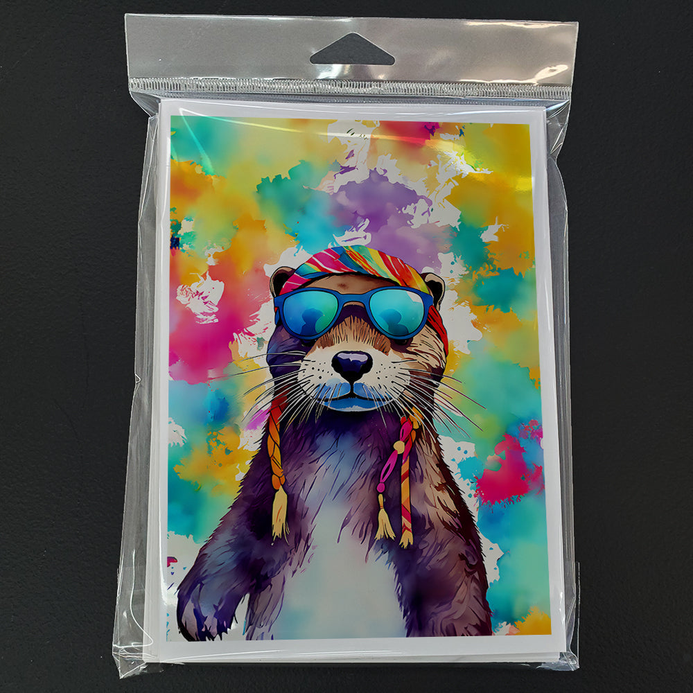 Hippie Animal Otter Greeting Cards Pack of 8 Blank Cards with Envelopes Whimsical A7 Size 5x7