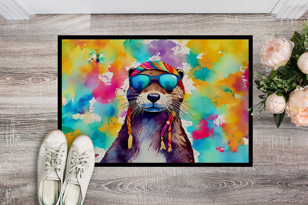 Hippie Animal Otter Doormat Indoor Outdoor 18H X 27W Front Door Mat Rugs for Entryway, Non Slip Washable
