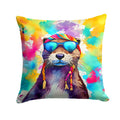 Hippie Animal Otter Decorative Throw Pillow 14x14 Indoor Outdoor Accent Cushion, Fabric Cover with Insert for Sofa, Bed, Porch & Living Room