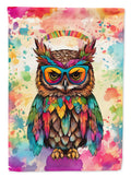 Hippie Animal Owl House Flag 28x40 Porch Sleeve Pole Decorative Outside Yard Banner Artwork Wall Hanging, Polyester