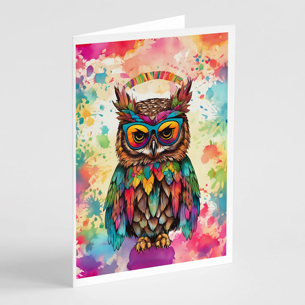 Hippie Animal Owl Greeting Cards Pack of 8 Blank Cards with Envelopes Whimsical A7 Size 5x7