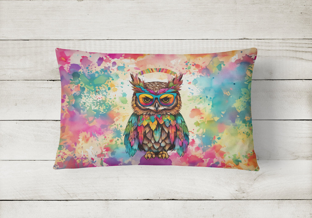 Hippie Animal Owl Decorative Throw Pillow 12x16 Indoor Outdoor Accent Cushion, Fabric Cover with Insert for Sofa, Bed, Porch & Living Room