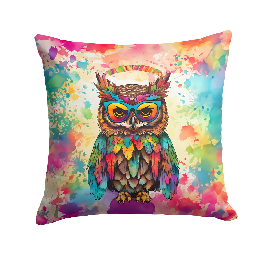 Hippie Animal Owl Decorative Throw Pillow 14x14 Indoor Outdoor Accent Cushion, Fabric Cover with Insert for Sofa, Bed, Porch & Living Room