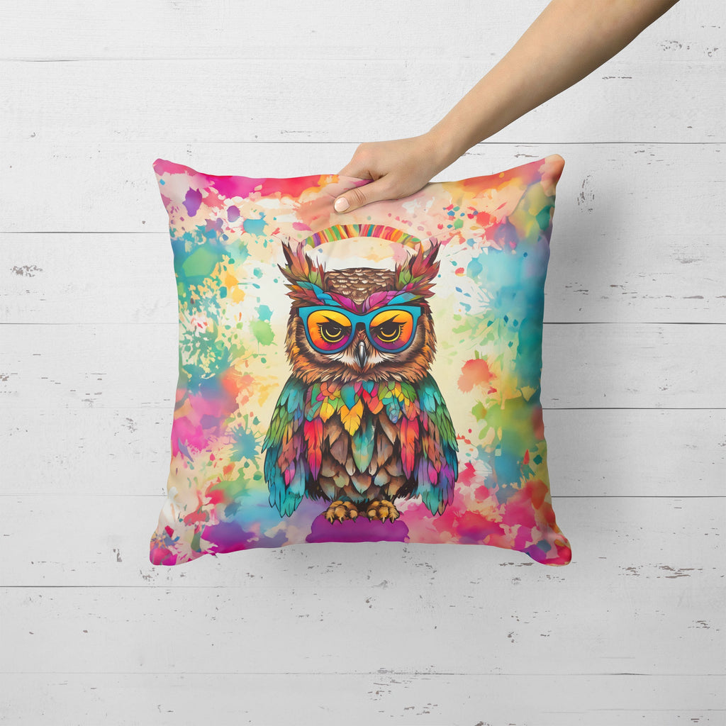 Hippie Animal Owl Decorative Throw Pillow 18x18 Indoor Outdoor Accent Cushion, Fabric Cover with Insert for Sofa, Bed, Porch & Living Room