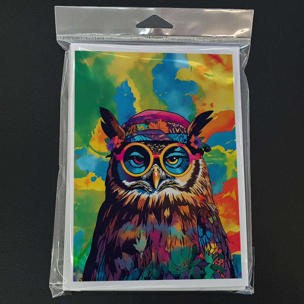Hippie Animal Owl Greeting Cards Pack of 8 Blank Cards with Envelopes Whimsical A7 Size 5x7