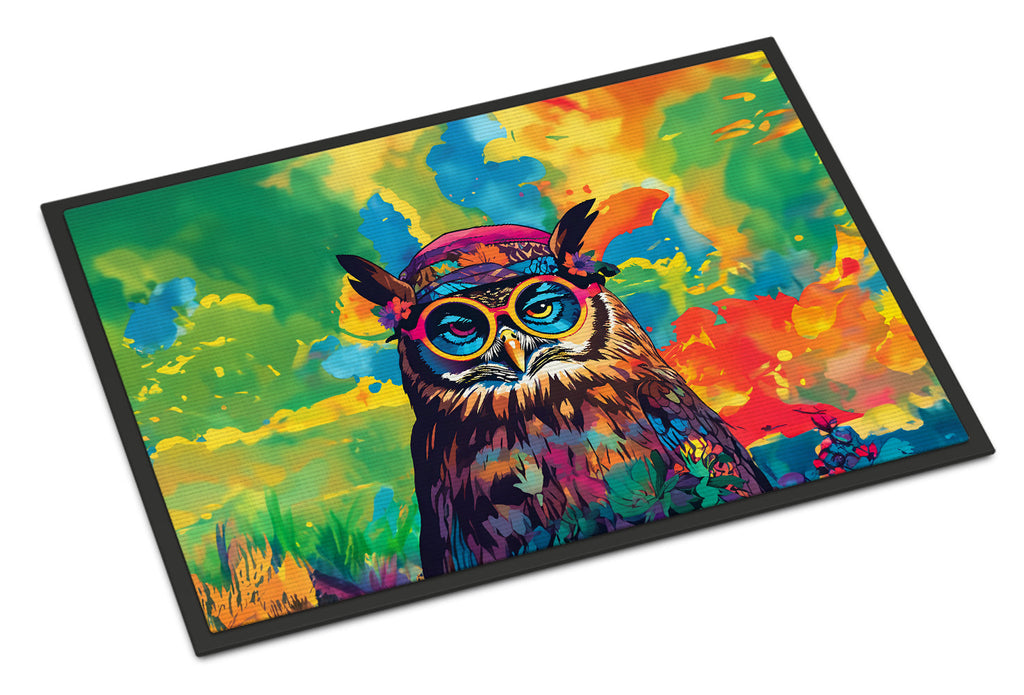 Hippie Animal Owl Doormat Indoor Outdoor 18H X 27W Front Door Mat Rugs for Entryway, Non Slip Washable