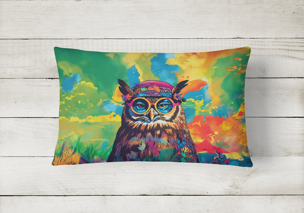 Hippie Animal Owl Decorative Throw Pillow 12x16 Indoor Outdoor Accent Cushion, Fabric Cover with Insert for Sofa, Bed, Porch & Living Room