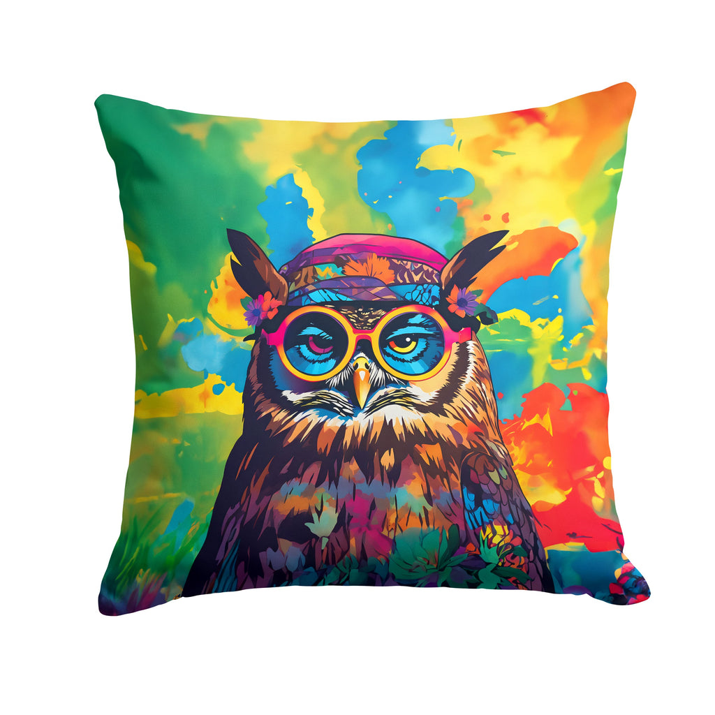 Hippie Animal Owl Decorative Throw Pillow 14x14 Indoor Outdoor Accent Cushion, Fabric Cover with Insert for Sofa, Bed, Porch & Living Room