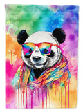 Hippie Animal Panda House Flag 28x40 Porch Sleeve Pole Decorative Outside Yard Banner Artwork Wall Hanging, Polyester