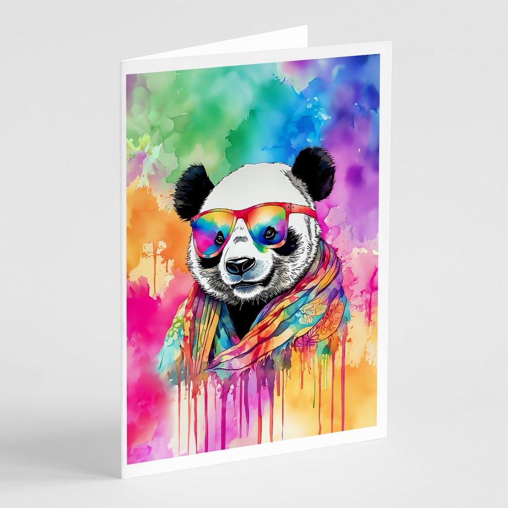 Hippie Animal Panda Greeting Cards Pack of 8 Blank Cards with Envelopes Whimsical A7 Size 5x7