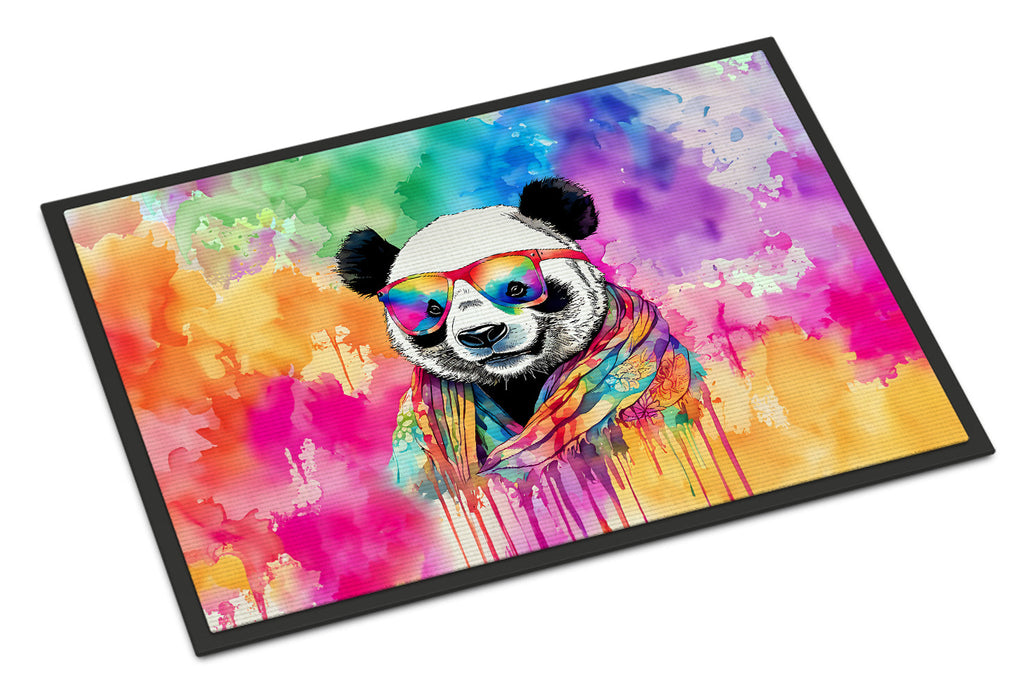 Hippie Animal Panda Doormat Indoor Outdoor 24H X 36W Front Door Mat Rugs for Entryway, Non Slip Washable Low Pile,