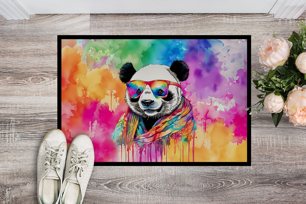 Hippie Animal Panda Doormat Indoor Outdoor 24H X 36W Front Door Mat Rugs for Entryway, Non Slip Washable Low Pile,