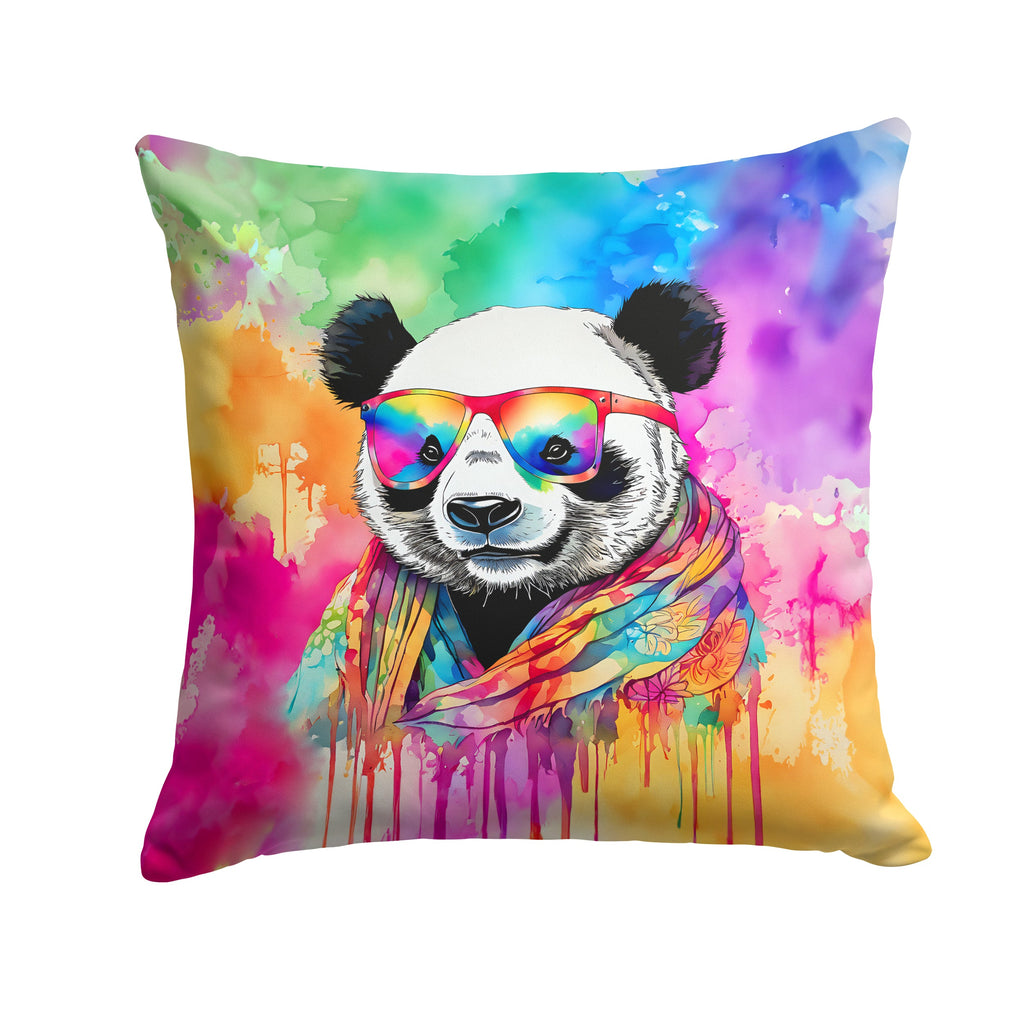 Hippie Animal Panda Decorative Throw Pillow 18x18 Indoor Outdoor Accent Cushion, Fabric Cover with Insert for Sofa, Bed, Porch & Living Room