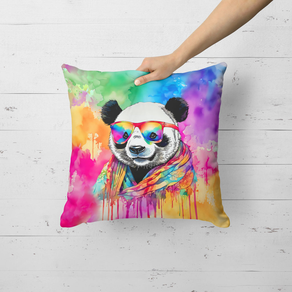 Hippie Animal Panda Decorative Throw Pillow 18x18 Indoor Outdoor Accent Cushion, Fabric Cover with Insert for Sofa, Bed, Porch & Living Room