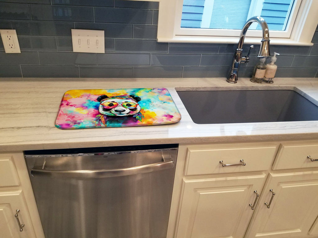 Hippie Animal Panda Dish Drying Mat Absorbent Dish Drying Mat Pad for Kitchen Counter Dish Drainer Mat for Countertop, 14 x 21", Multicolor