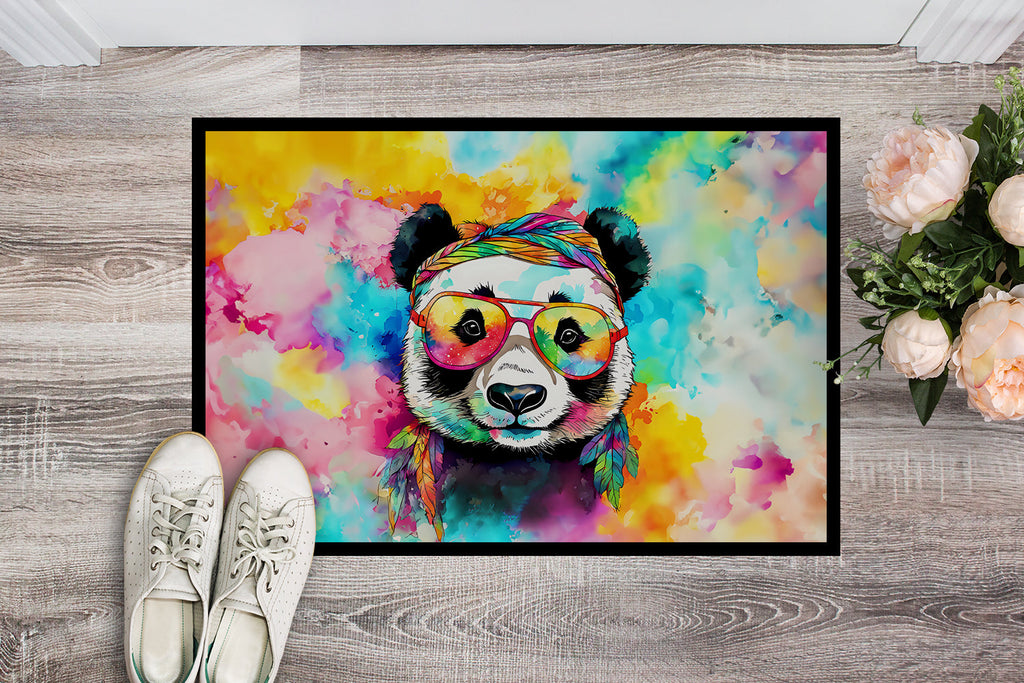 Hippie Animal Panda Doormat Indoor Outdoor 24H X 36W Front Door Mat Rugs for Entryway, Non Slip Washable Low Pile,