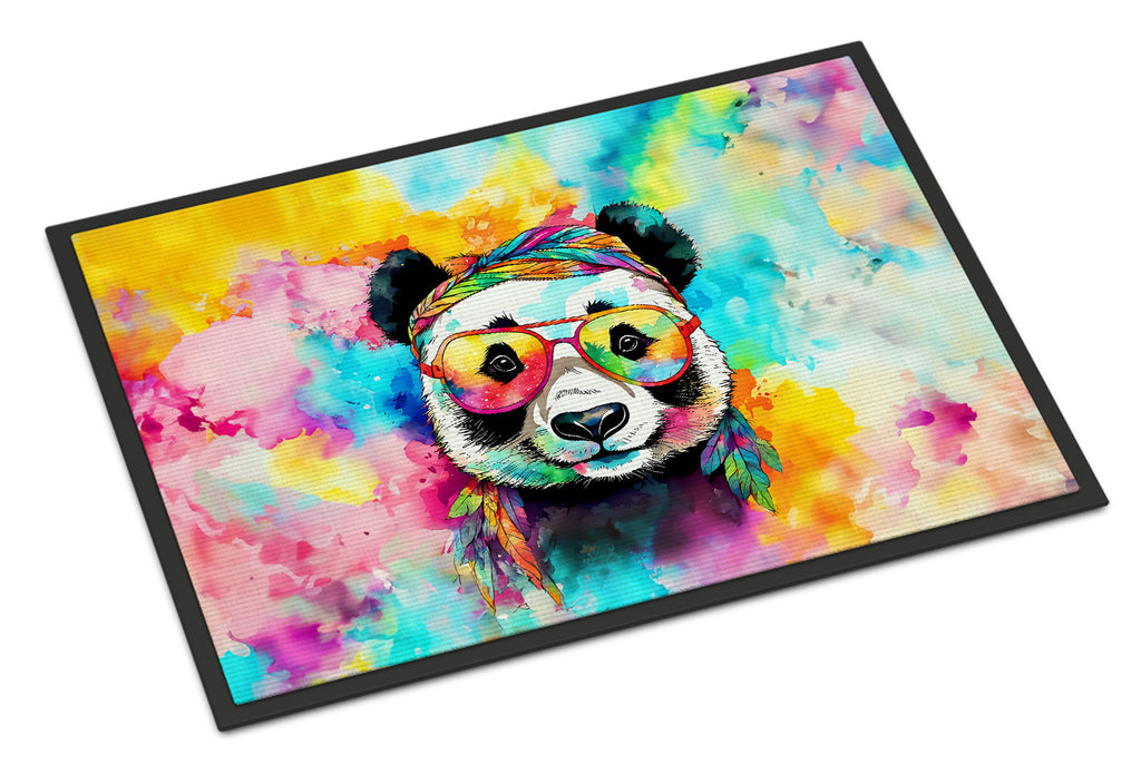 Hippie Animal Panda Doormat Indoor Outdoor 18H X 27W Front Door Mat Rugs for Entryway, Non Slip Washable